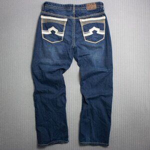 Y2K Antique River Wide Thick Stitch Denim Jeans 38x32
